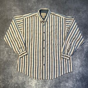 Vintage Striped Button Down Shirt Men's Long Sleeve Casual Classic Fit GreatLand